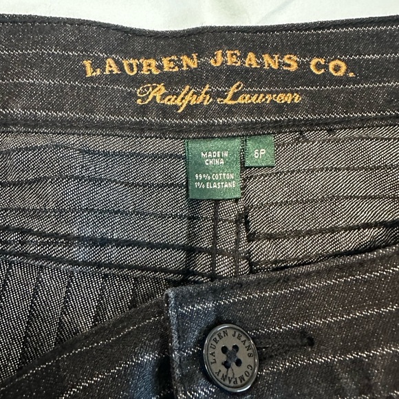 NWOT Lauren Ralph Lauren. Sz:6 PETITE. Black Pinstripe Jeans. Stretch. - Picture 11 of 11